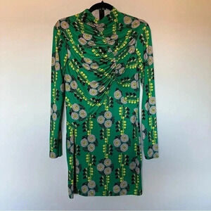 Zara green yellow pattern  dress